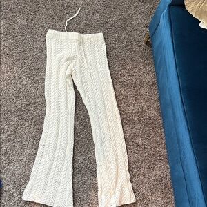 SHEIN Kids Ivory Cable Knit Pants